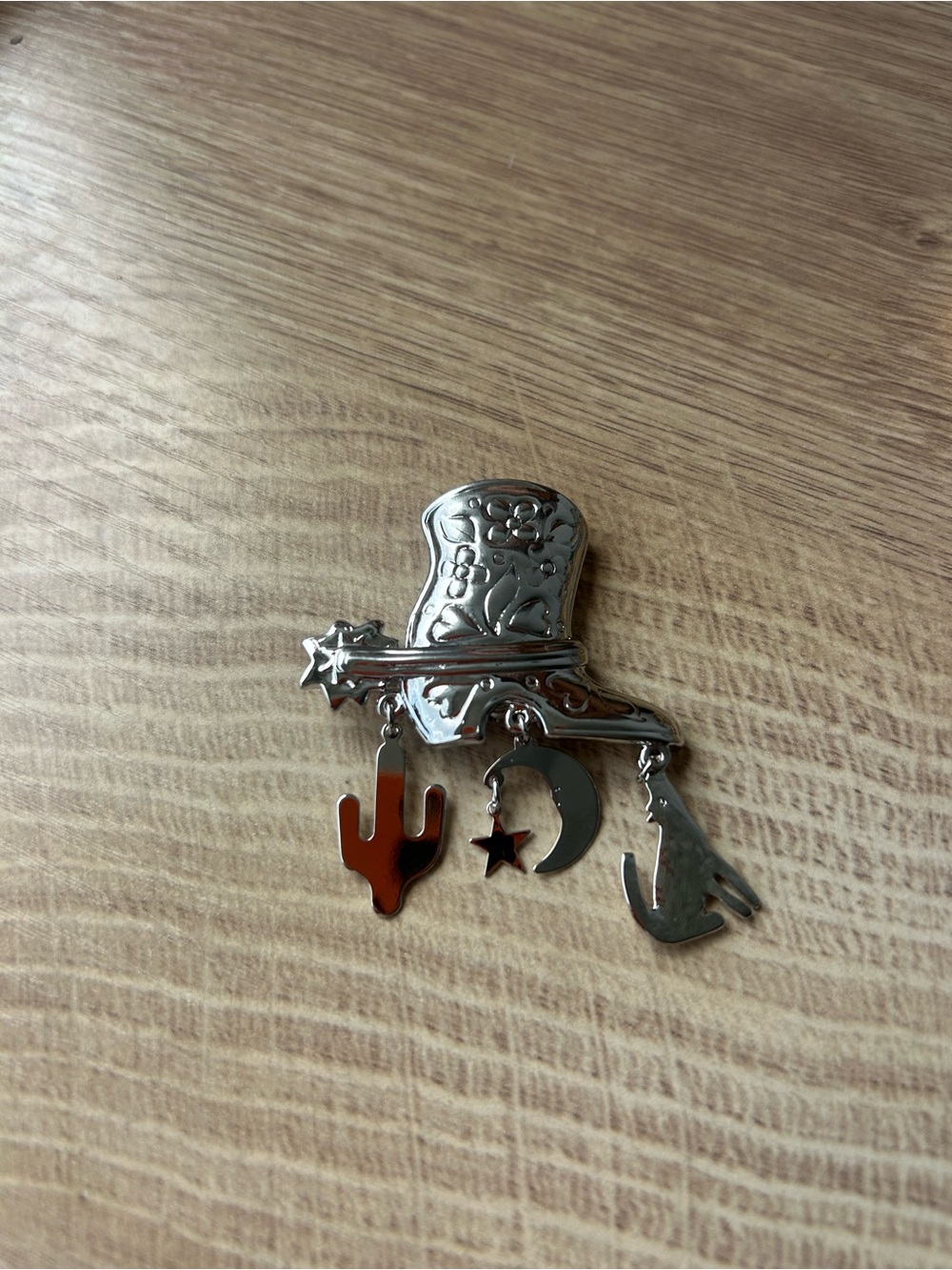 Vintage Costume Silver Trifari Western Cowboy Brooch